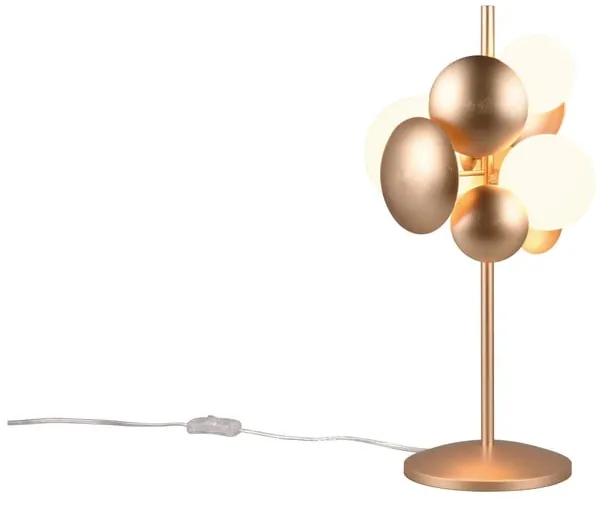 Настолна лампа със стъклен абажур в златисто и бяло (височина 50 cm) Bubble - Trio Select