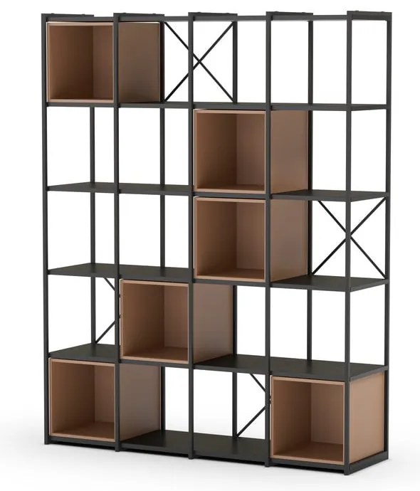 Библиотека в черен и тухлен цвят 140x179 cm Anya – Marckeric