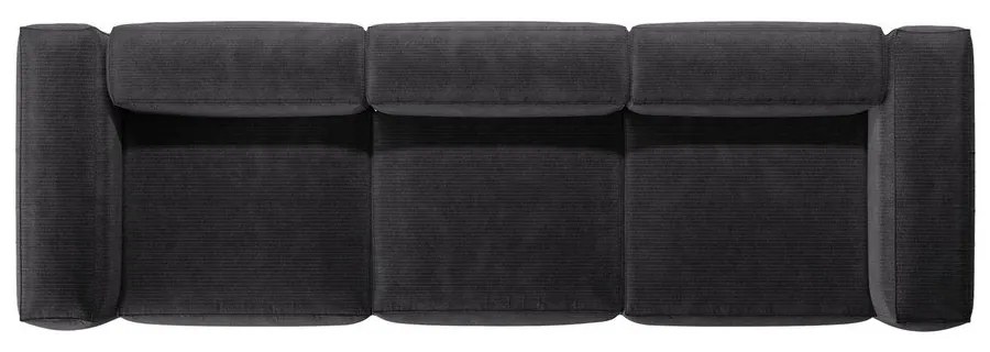 Тъмносив диван от рипсено кадифе 364 cm Bergamo – Cosmopolitan Design