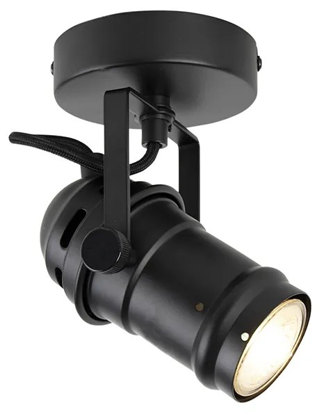 Индустриален прожектор черен въртящ се и наклоняващ се без абажур - Movie