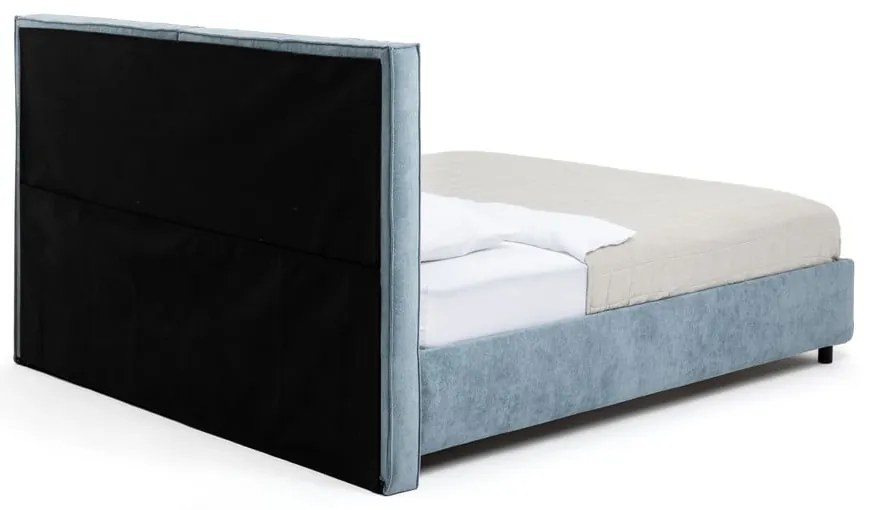 Синьо тапицирано двойно легло с място за съхранение и включена подматрачна рамка 180x200 cm Myra Bold – Bonami Selection