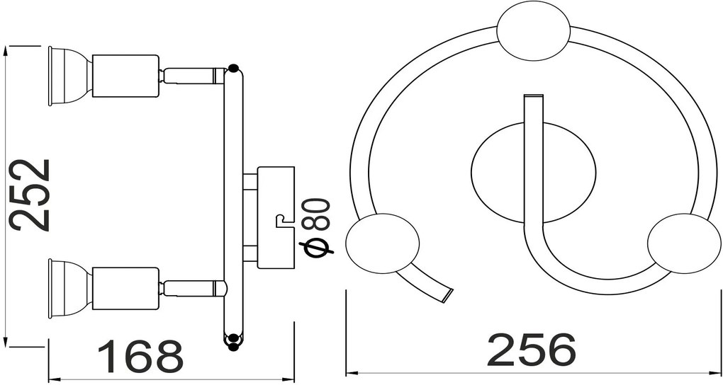 таванна светлина Lance Round-Черен