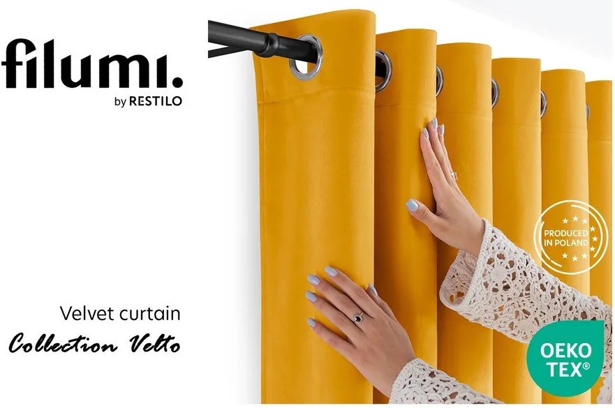 Затъмняваща завеса в цвят горчица 530x270 cm Velto – Filumi