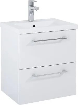 Шкаф Unik Roma Compact Plus, бял гланц, 515 x 395 mm с 2 чекмеджета и умивалник