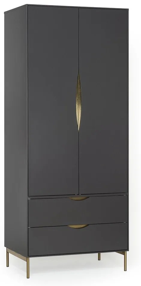 Тъмно сив гардероб 80x195 cm Kobe - Woodman