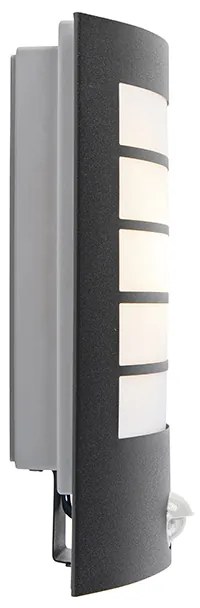 Външна стенна лампа черна IP44 с датчик за движение - Miro