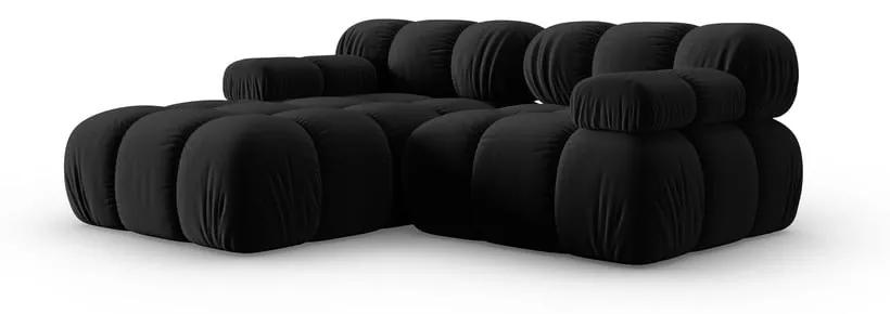 Ъглов диван от черно кадифе (ляв ъгъл) Bellis - Micadoni Home
