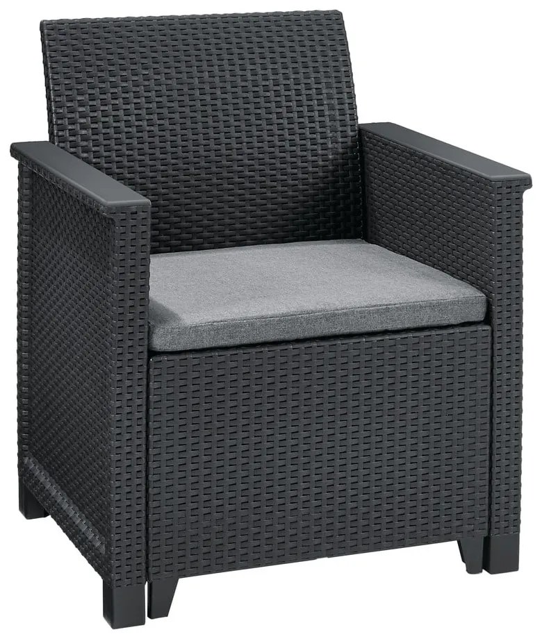 Тъмносив градински комплект за отдих от изкуствен ратан за 2 Elodie – Keter