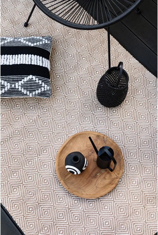 Кремав двустранен килим за открито, изработен от рециклирана пластмаса , 120 x 180 cm Solitaire - Green Decore