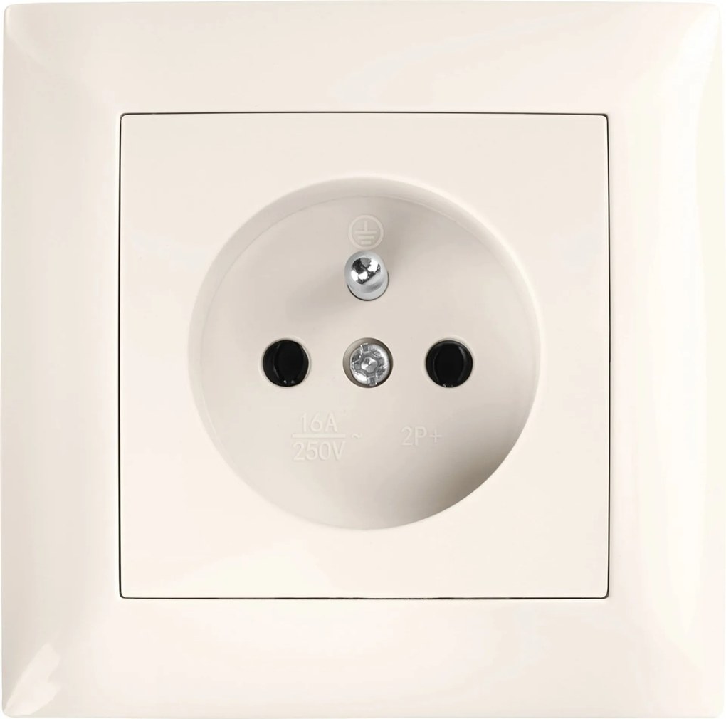 Единичен контакт със заземяване и рамка OSTE JNH001-G Beige