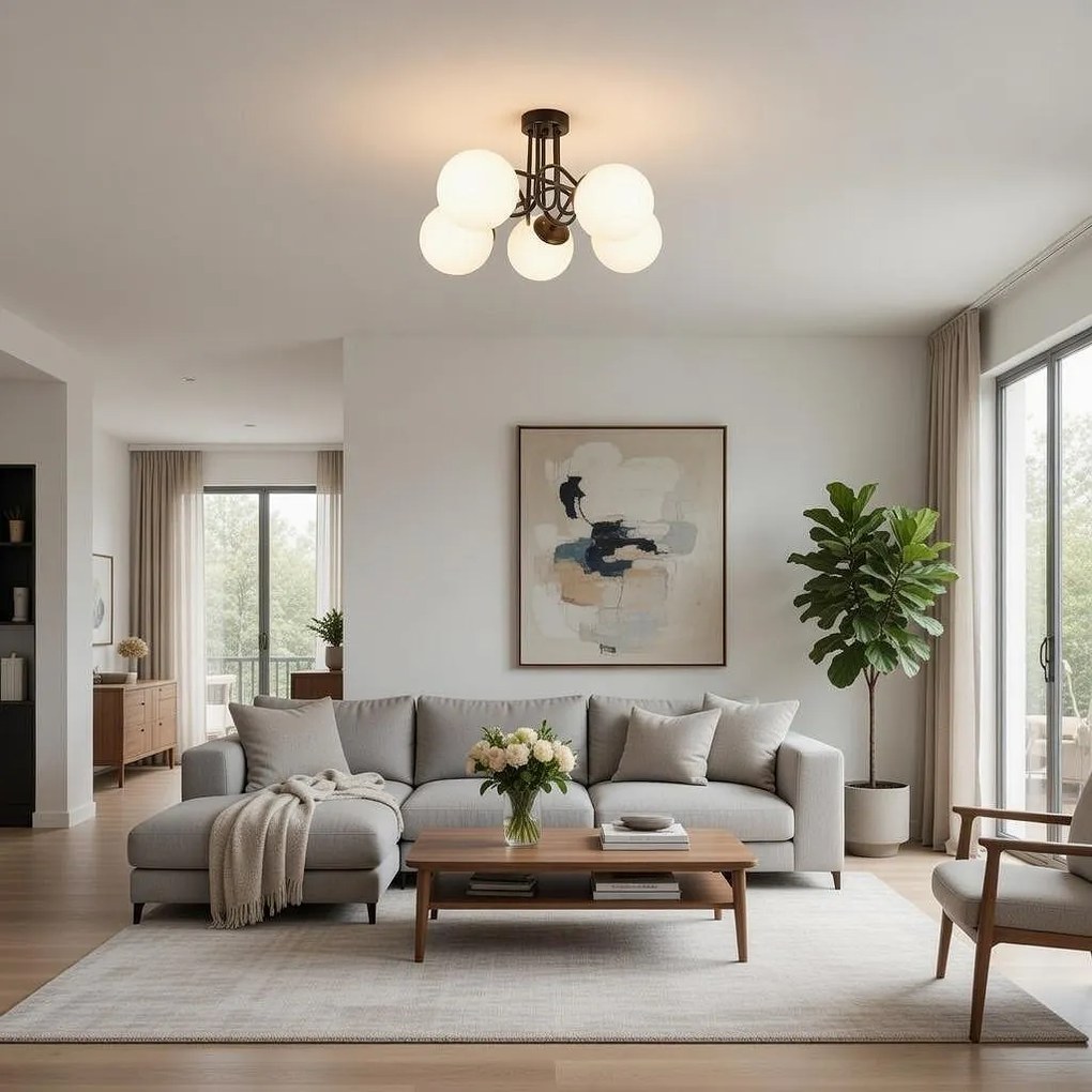 Плафон МОНА, черен/бял, 5xE27