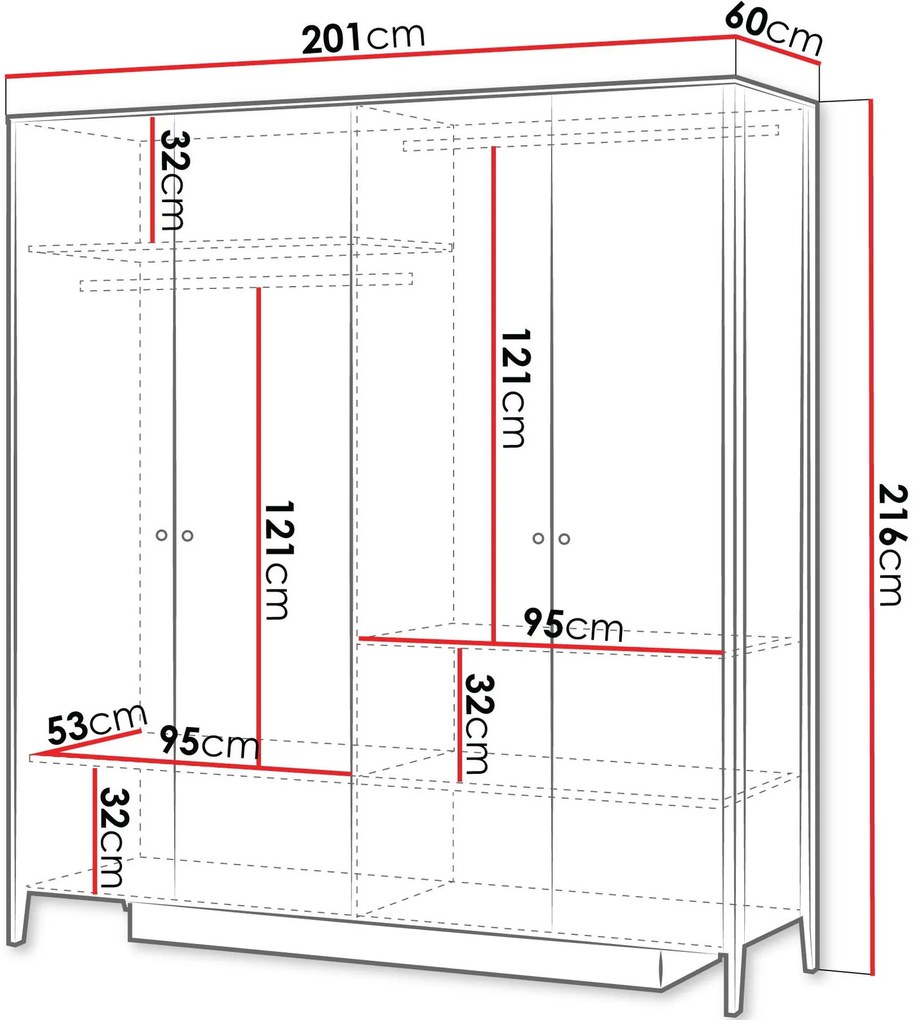 Гардероб Snugly четирикрилен