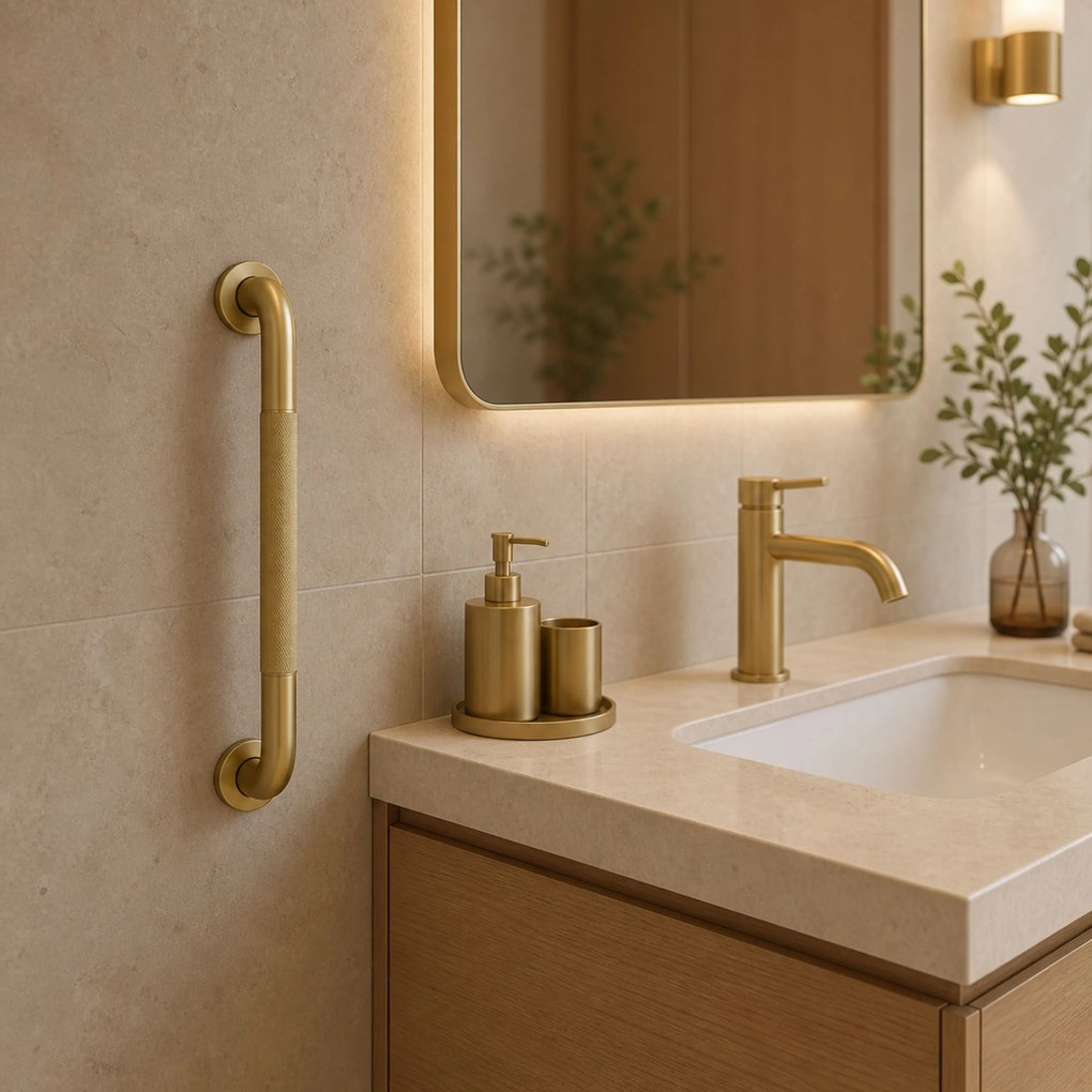 Прав дръжка за баня Brush Gold