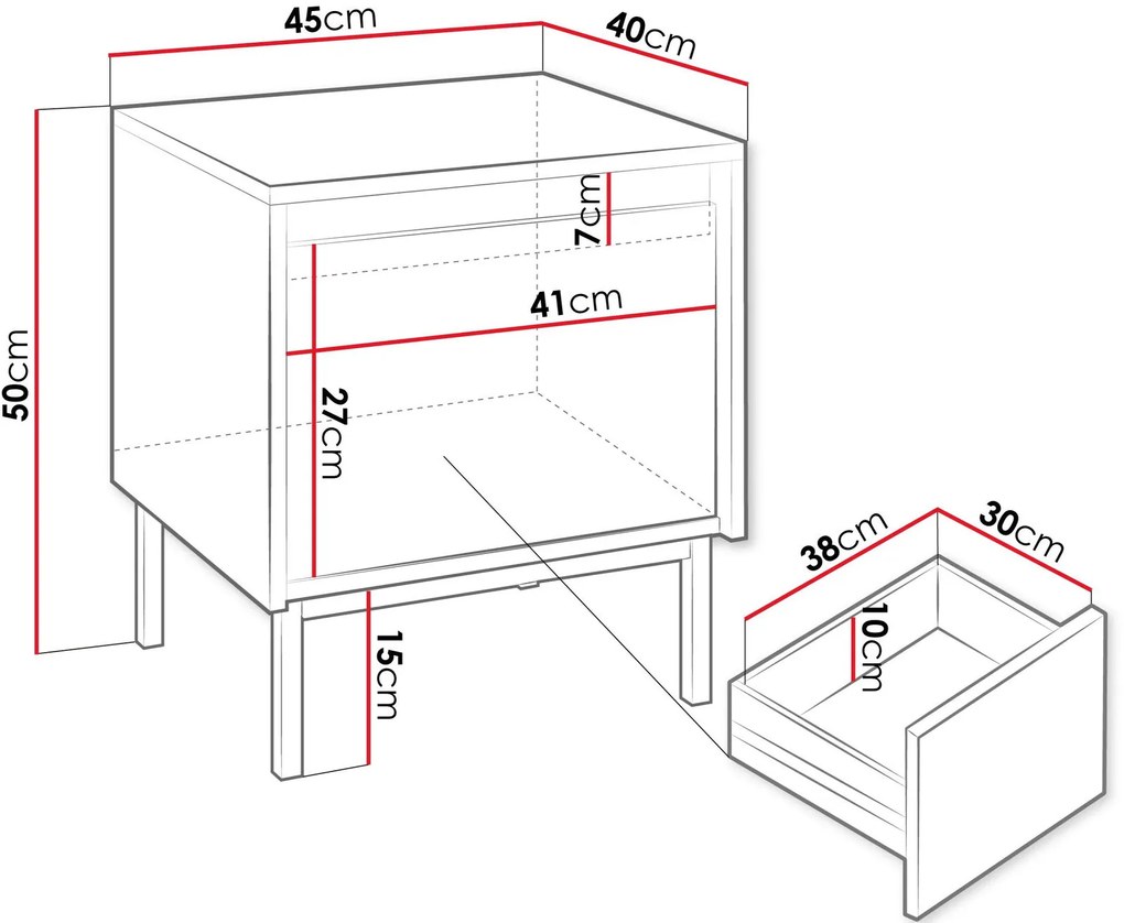 Нощно шкафче Mizo-Mpez