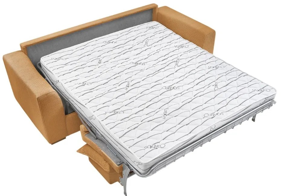 Разтегателен диван от рипсено кадифе в цвят горчица 225 cm Augustin – Bobochic Paris