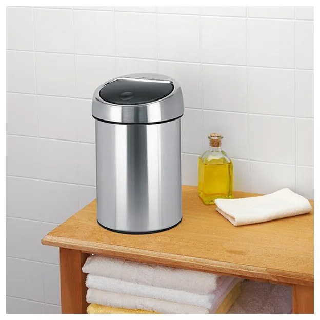 Кош за боклук Brabantia Touch Bin 647217, 3 л, Плавно и безшумно отваряне, Стенен монтаж, Устойчив на пръстови отпечатъци, Инокс