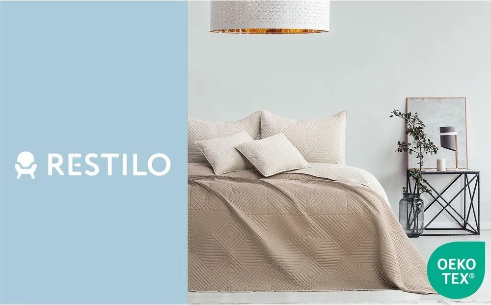 Бежово капитонирано покривало за легло от микрофибър 220x240 cm Softa – Restilo