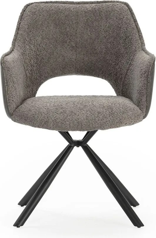 Сиви тапицирани трапезни столове в комплект с подлакътници 2 бр. Mariel – Marckeric