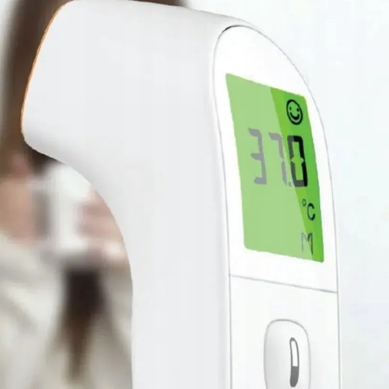 Безконтактен термометър Medivon Timi Smart Verona, Инфрачервен, За деца, Измерване за 1 секунда, Памет, Цветова индикация, LCD, Звук, Лазер, Бял