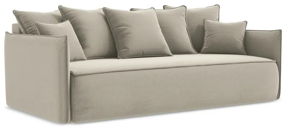 Бежов кадифен разтегателен диван с място за съхранение 225 cm Hula – Makamii