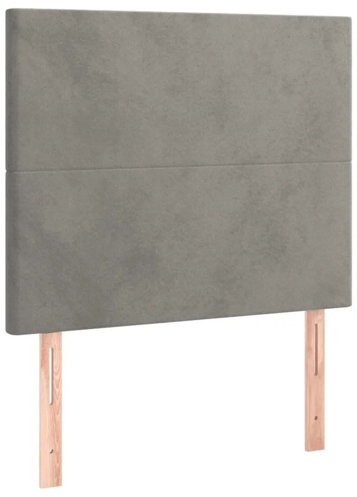 3116094 vidaXL Табла за легло, светло сива, 100x5x118/128 см, кадифе