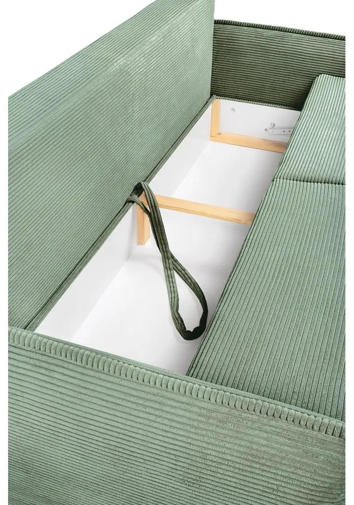 Светлозелен сгъваем диван от рипсено кадифе 218 cm Tori – Bonami Selection