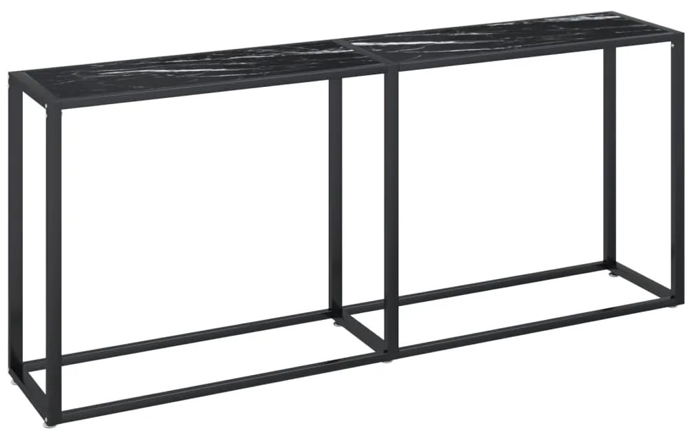 331685 vidaXL Конзолна маса, черен мрамор, 180x35x75,5 cм, закалено стъкло