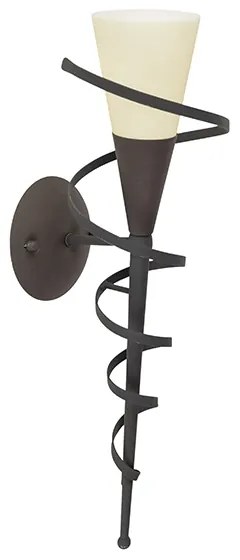 Ръстична стенна лампа ръждивокафява с кремаво стъкло - Castle