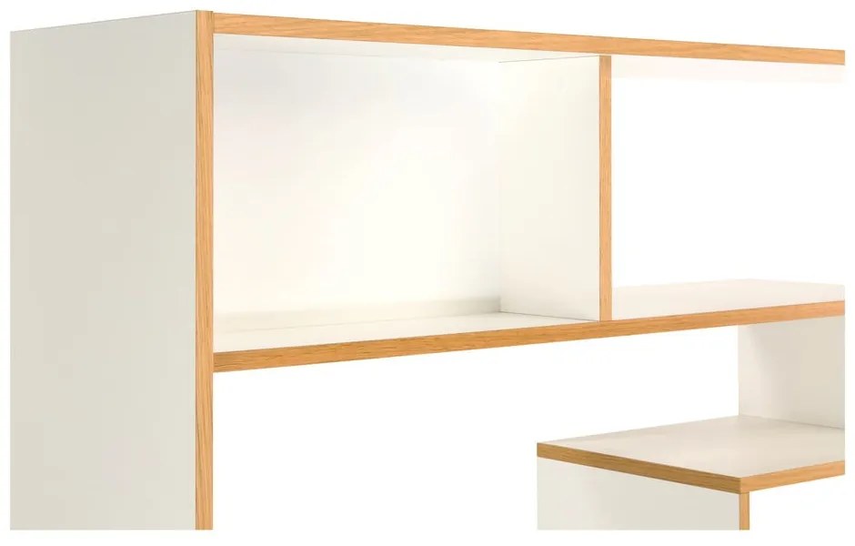 Бяла етажерка за книги с дървен ръб 140x143 cm Southbury - Woodman