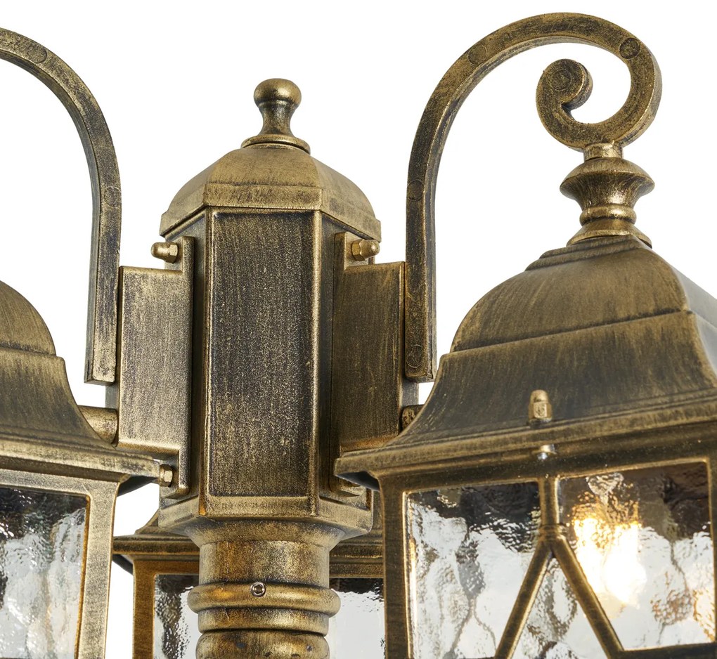 Класически външен фенер антично злато с прозрачно стъкло 198 см IP44 - London