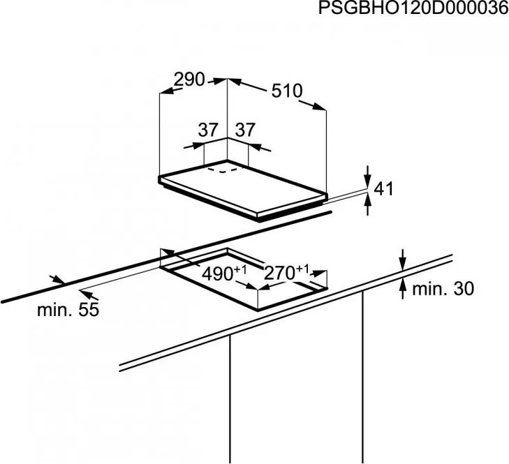 Газов плот за вграждане Electrolux EGG3322NVX(ST), 4000W, Електронно запалване, Система за сигурност, Черен