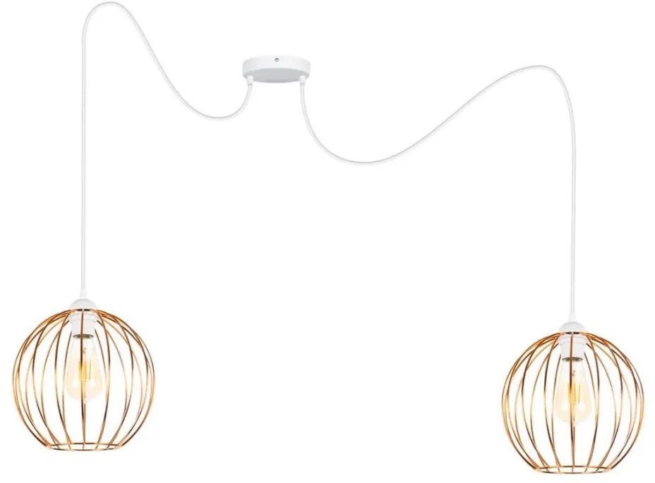 Пендел MATT 2xE27/60W/230V паяк бял/меден