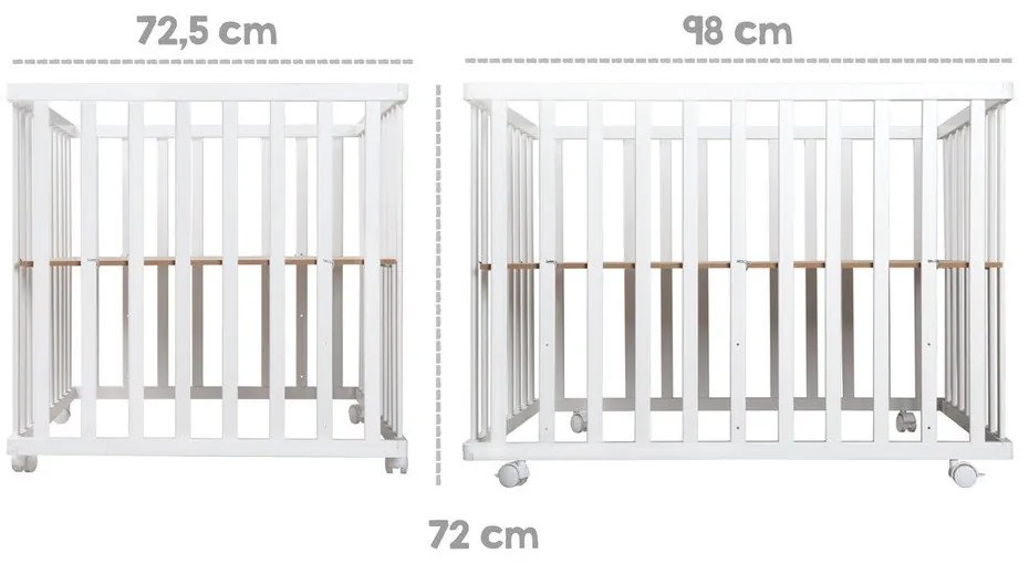 Бяла кошара за игра 100x75 cm на колелца Style – Roba