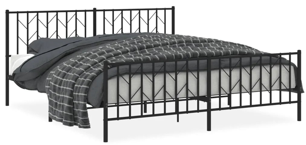 374459 vidaXL Метална рамка за легло, без матрак, с табли, черна, 180x200 см