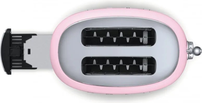 Тостер за хляб SMEG 50's Style TSF01PKEU, 950W, 2 филии, 6 нива, Тавичка за трохи, Вграден кабел, Неръждаема стомана, Розов