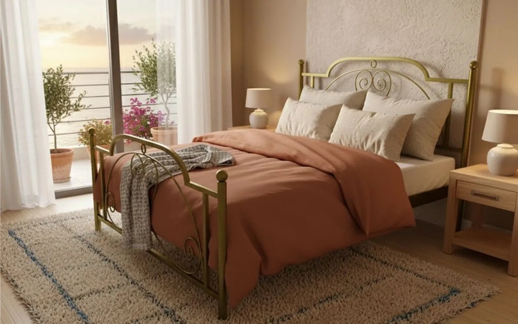 Легло Ellie-90x190-Gold-Με ποδαρικό