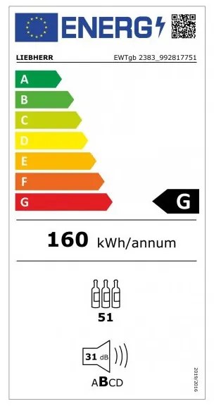 Виноохладител за вграждане Liebherr EWTgb2383, 169 Л, SN, MagicEye, LED, SoftSystem, Черен