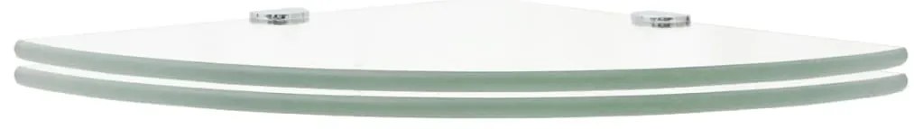 3051593 vidaXL Ъглови рафтове, 2 бр, прозрачно стъкло с държачи хром, 35x35 см
