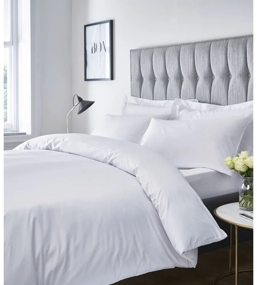 Бял чаршаф за опъване 90x190 cm Satin Stripe - Catherine Lansfield