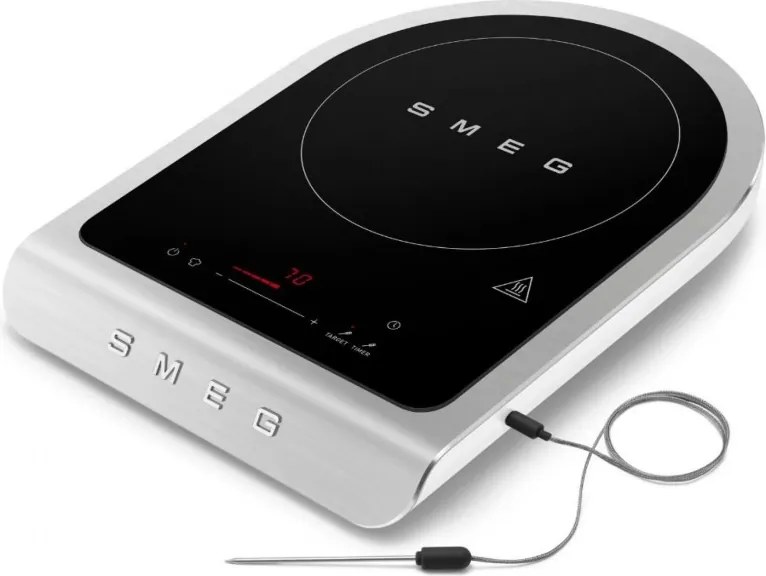 Преносим индукционен котлон Smeg PIC01WHMEU, 2100 W, Керамично стъкло, Таймер, LED дисплей, Бял мат