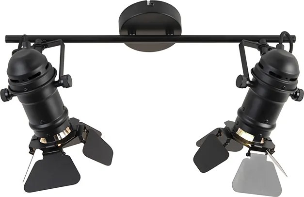 Интелигентен прожектор черен вкл. WiFi GU10 2-лампи с клапи - Movie