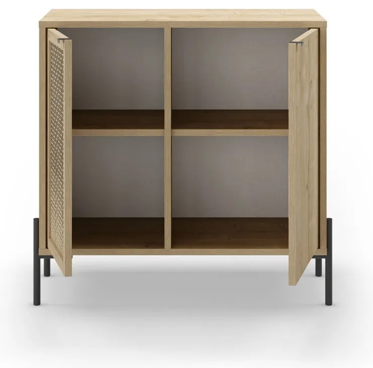 Нисък скрин с дъбов декор в естествен цвят 80x80 cm Inca - Marckeric