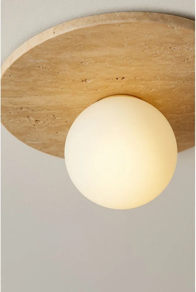 Бежово каменно осветително тяло за таван със стъклен абажур ø 12 cm Hilde – Opviq lights