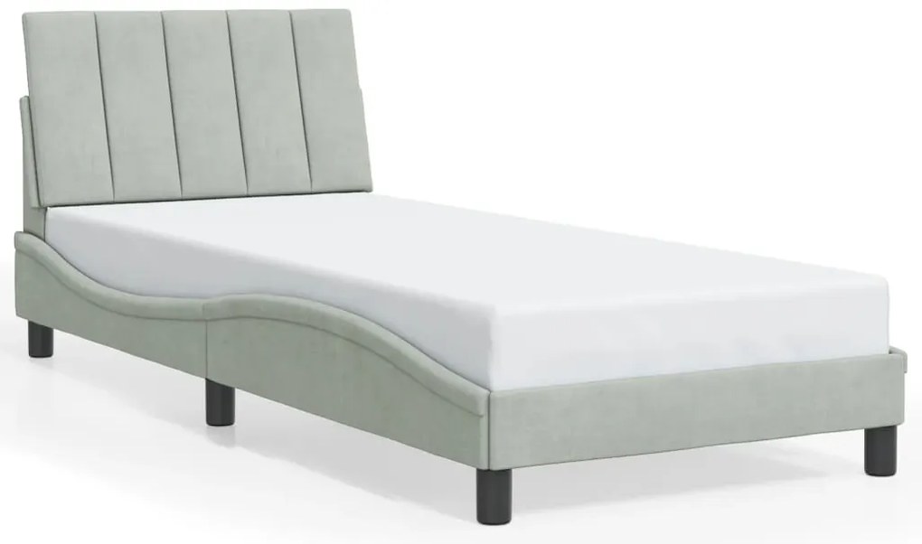 3207825 vidaXL Рамка за легло без матрак, светлосива, 90x200 см, кадифе