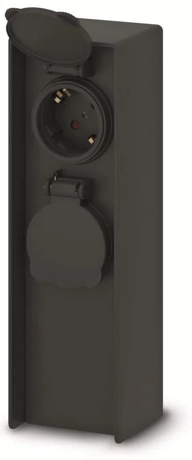 Brilagi - Външна колона за контакти, 2 гнезда, 230V, IP44, SCHUKO, черна