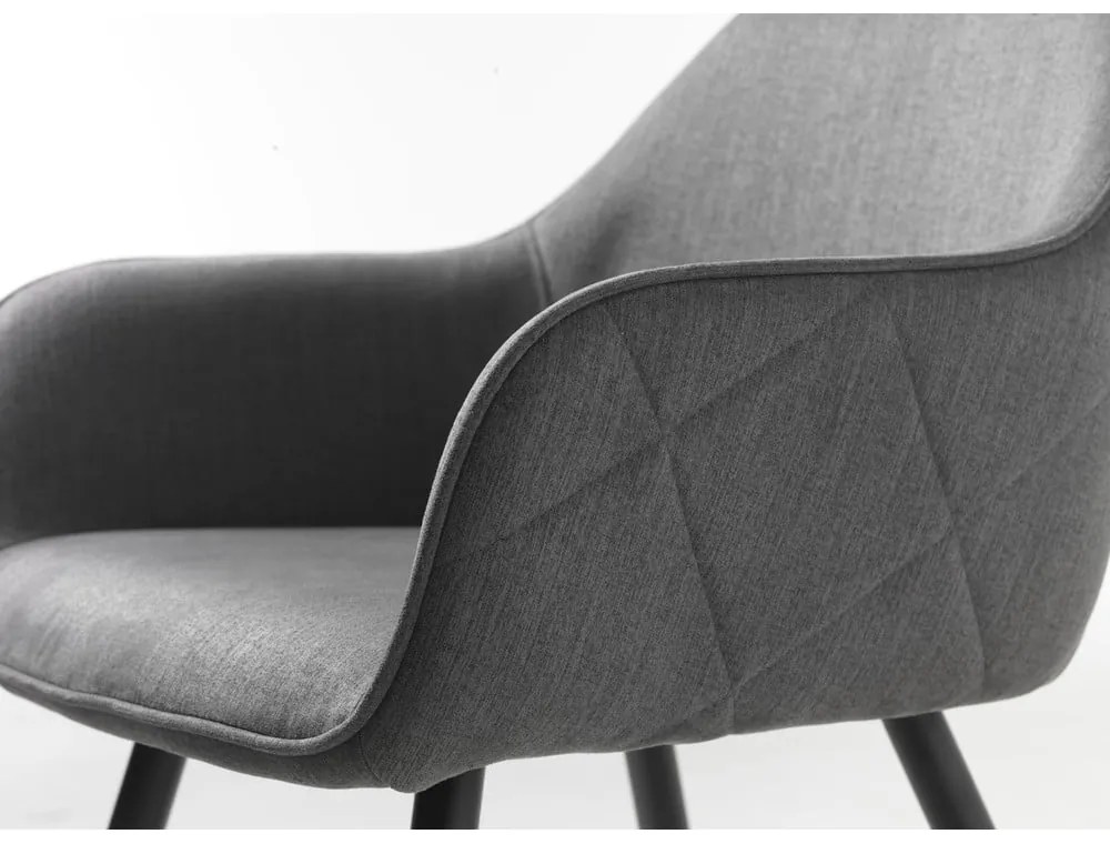 Сив тапициран трапезен стол с подлакътници Minto – Unique Furniture