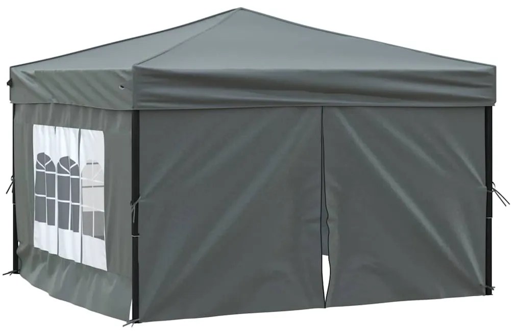 93523 vidaXL Сгъваема парти палатка със странични стени, антрацит, 3x3 м