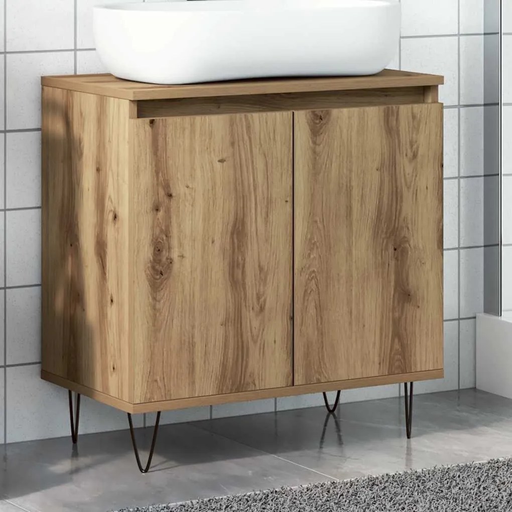 857218 vidaXL Шкаф за баня, дъб артизан, 58x33x60 см, инженерно дърво