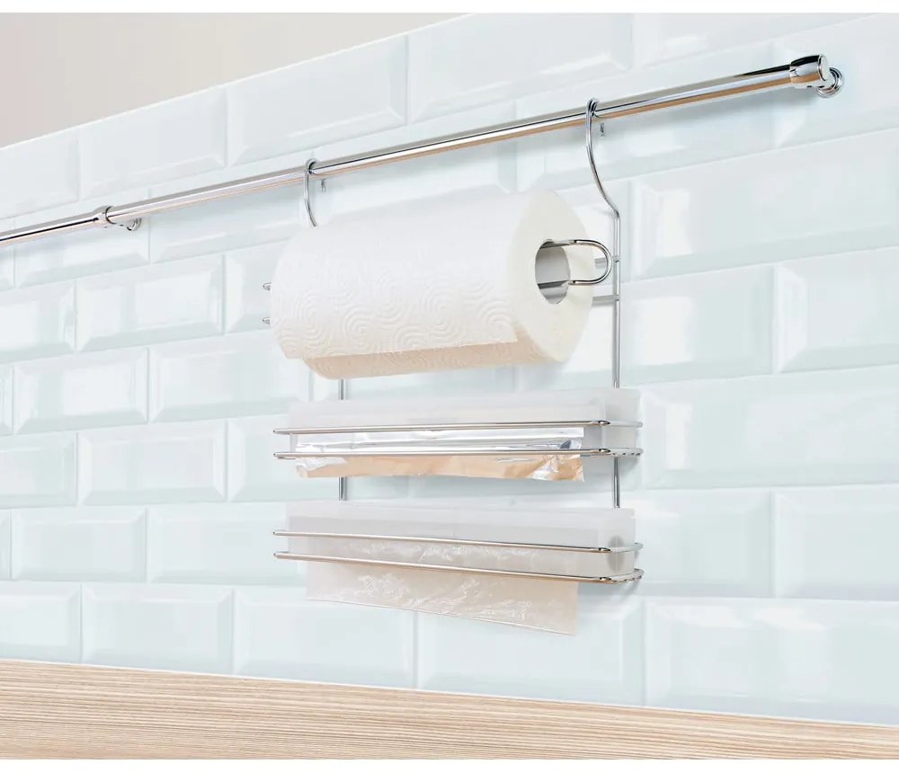 Висяща стойка за кухненски кърпи от хромирана стомана в сребристо Lonardo – Metaltex