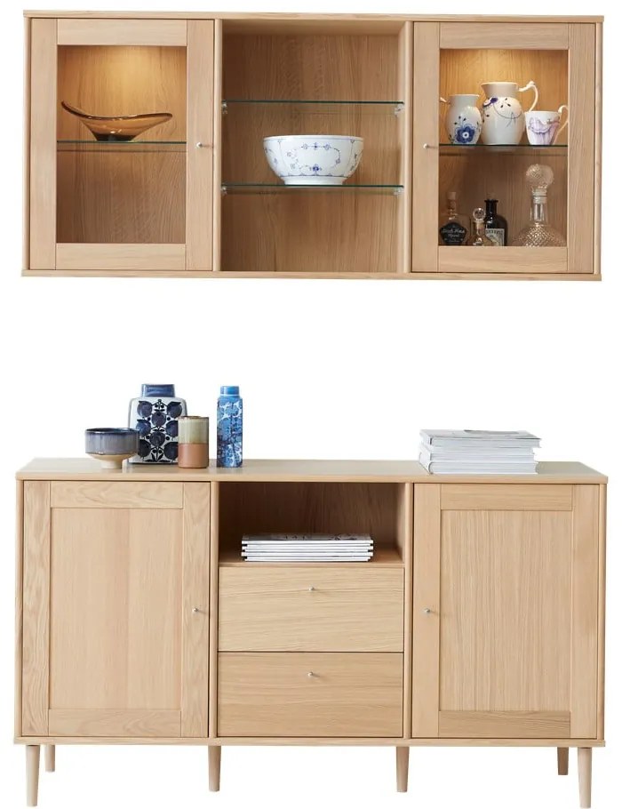 Висяща витрина с осветление от дъб 133x136 cm Mistral - Hammel Furniture